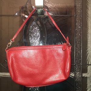 Adorable sleek Joe Boxer red faux leather handbag convertible to wristlet.